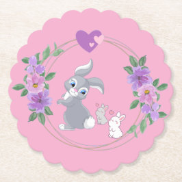 Perfect Pink Easter Bunny with Babies Untersetzer