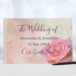 Perfect Pink Roses Wedding Guest Book Gästebuch