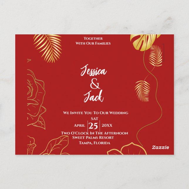 Perfect Red Save the Date Wedding Postcard Postkarte (Rückseite)