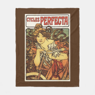 Perfecta-Fahrräder mit Frau Werbeplakat Fleecedecke