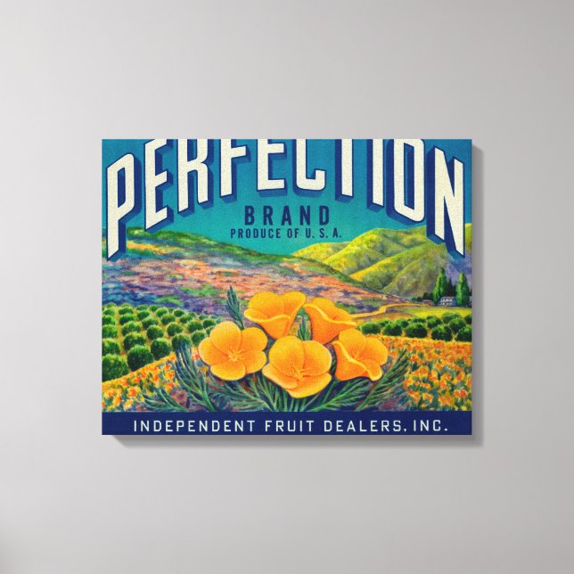 Perfection Orange LabelColton, CA Leinwanddruck (Vorderseite)