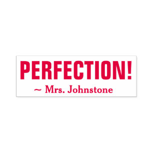 "PERFECTION!" + Teacher's Name Rubber Briefmarke Permastempel