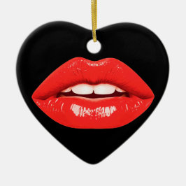 Perfectly Beautiful Lips on a Valentines Day Tree  Keramik Ornament