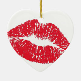 Perfectly Beautiful Lips on a Valentines Day Tree  Keramik Ornament