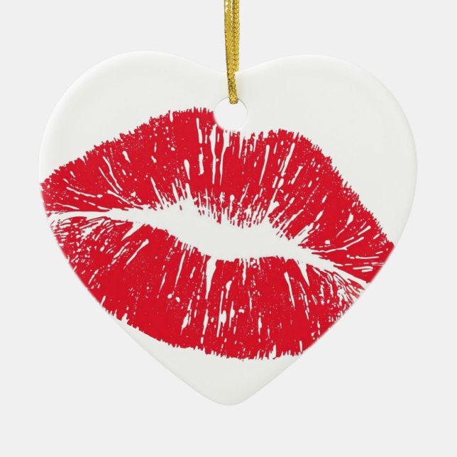 Perfectly Beautiful Lips on a Valentines Day Tree  Keramik Ornament (Vorne)