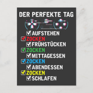 PerfectTag Zocker Spaß Gamer Spruch Zocken Postkarte