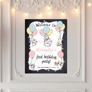 Perfekt: Cat Theme 1. Geburtstag Party Poster