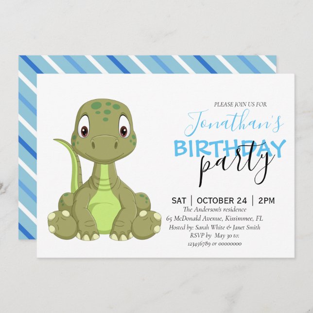 Perfekt Dinosaurier-Thema Geburtstag Einladung! Ankündigung (Vorne/Hinten)