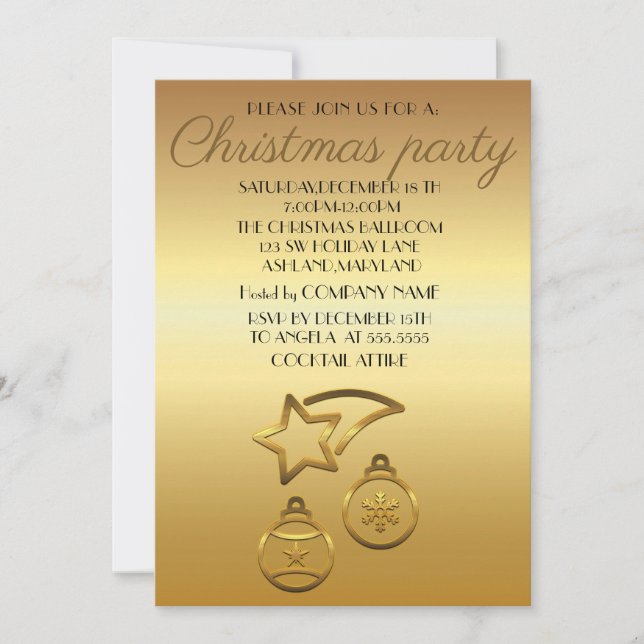 Perfekt, elegant, Gold Shine Christmas Einladung (Vorderseite)