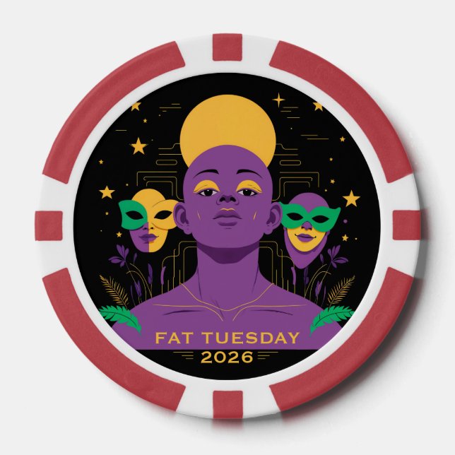 Perfekt für Mardi Gras 2026 Pokerchips (Vorderseite)