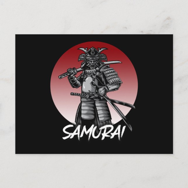 Perfekt geehrter Samurai Retro - Schwarz und Weiß Postkarte (Vorderseite)