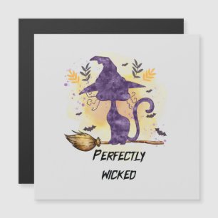 Perfekt geheftet - Lila Hexenkatze-Silhouette Magnetkarte