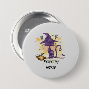 Perfekt gekickt - Schwarze Hexenkatze Button