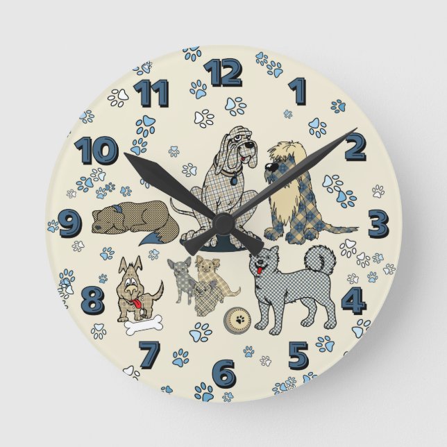 Perfekt Karierte Jungtiere Runde Wanduhr (Vorderseite)