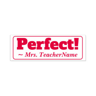 "Perfekt!" + Lehrer Name Gummi Briefmarke Permastempel