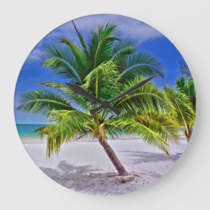 Perfekt Palm Tree Tropical Island Beach Große Wanduhr