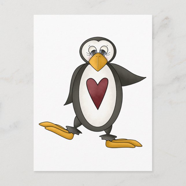 Perfekt Penguin ・ Herz Postkarte (Vorderseite)