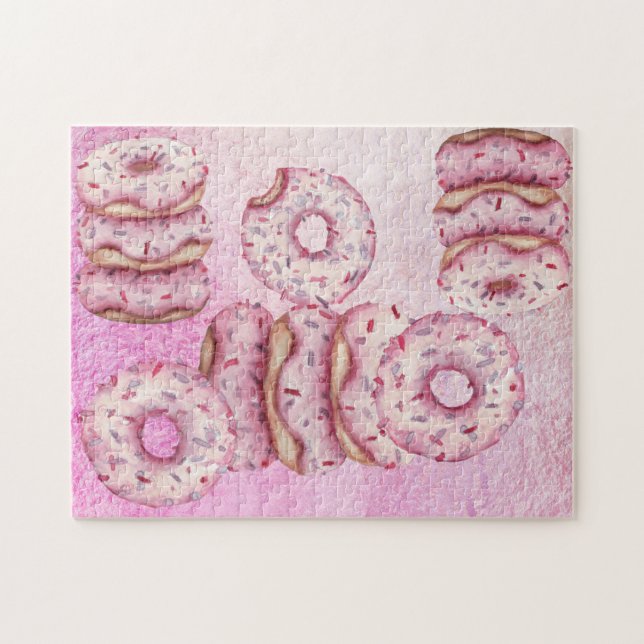 Perfekt rosa Party Iced Sprinkle Donuts HARD Puzzle (Horizontal)
