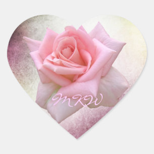 Perfekt rosa Rose Monogram Heart Sticker