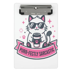 Perfekt sarkastischer weißer Katzenaufkleber Mini Klemmbrett