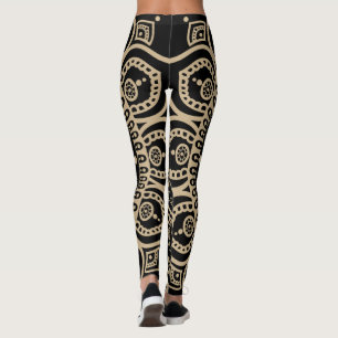 Perfekt voll Grafik Mandala Yoga schwarz und gold Leggings