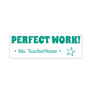 "PERFEKTE ARBEIT!" + Pädagoge Name Kautschuk Brief Permastempel