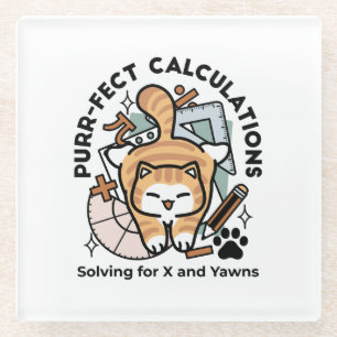 Perfekte Berechnungen – Lustiges Mathe-Katze-Desig Glasuntersetzer