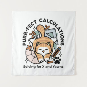 Perfekte Berechnungen – Lustiges Mathe-Katze-Desig Wandteppich