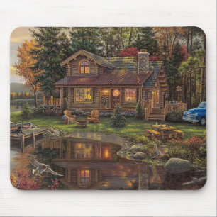 Perfekte Blockhütte Abenteuer Kunst Mousepad