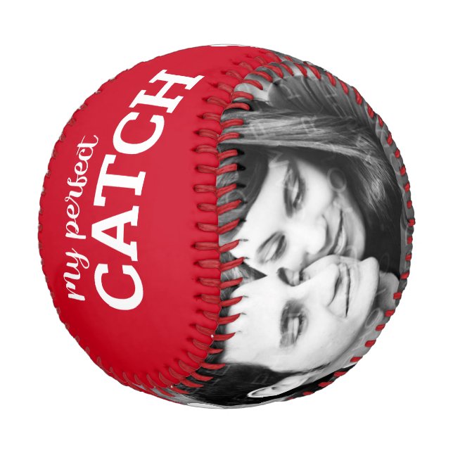 Perfekte Catch Wedding Verlobung Save the Date Baseball (Schrägansicht)