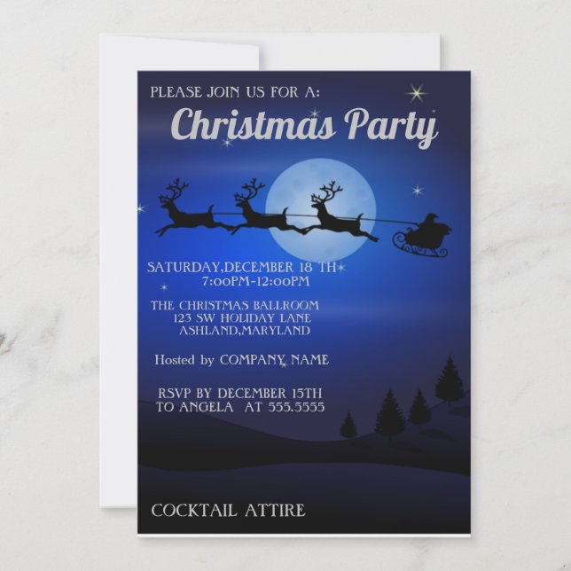 Perfekte, Coole, blaue Weihnachtseinladung Einladung (Vorderseite)