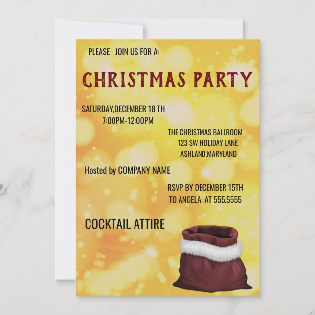 Perfekte, Coole, goldene Weihnachtsfeier Einladung (Vorderseite)