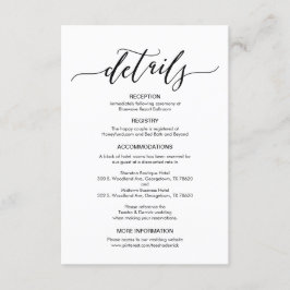 Perfekte Einsteckkarte für die Hochzeitsdetails Begleitkarte