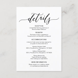 Perfekte Einsteckkarte für die Hochzeitsdetails Begleitkarte