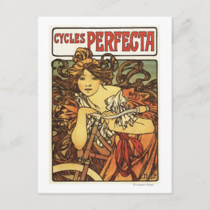 Perfekte Fahrräder mit Frau Werbeposter Postkarte