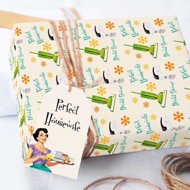 Perfekte Hausfrau Retro Bridal Wrapping Paper Geschenkpapier (Von Creator hochgeladen)