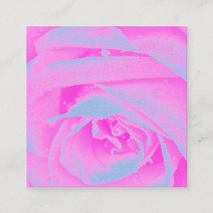 Perfekte heiße rosa und hellblaue Rosendetails Quadratische Visitenkarte