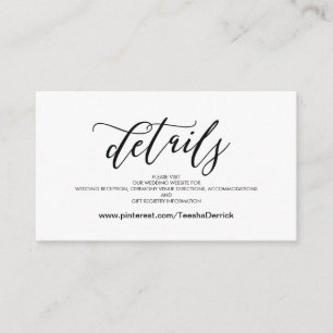 Perfekte Hochzeits-Website führt Begleitkarte