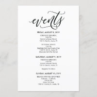 Perfekte Hochzeits-Zeitplan / Itinerary-Karte