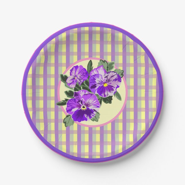 Perfekte Karierte Papierplatte Pappteller (Vorderseite)