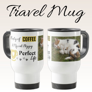 Perfekte Katzen-Pet- und Kaffee-Weißgold-Foto Reisebecher