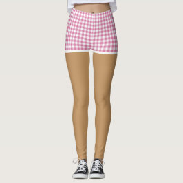 Perfekte Legen in rosa Gingham Shorts Leggings