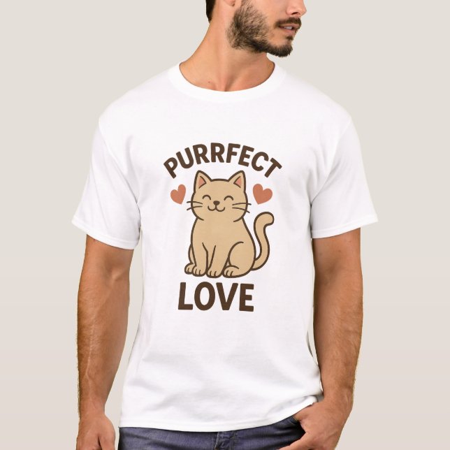 Perfekte Liebe Cat Design | Niedlich-Romantische K T-Shirt (Vorderseite)