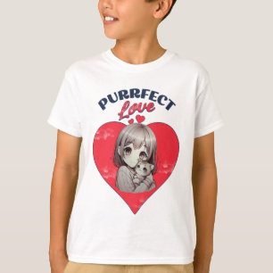 Perfekte Liebe Süße Katzenmädchen Herz Illustratio T-Shirt