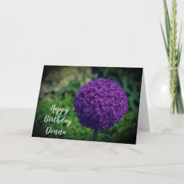 Perfekte Lila Allium Blume Personalisiert Geburtst Karte