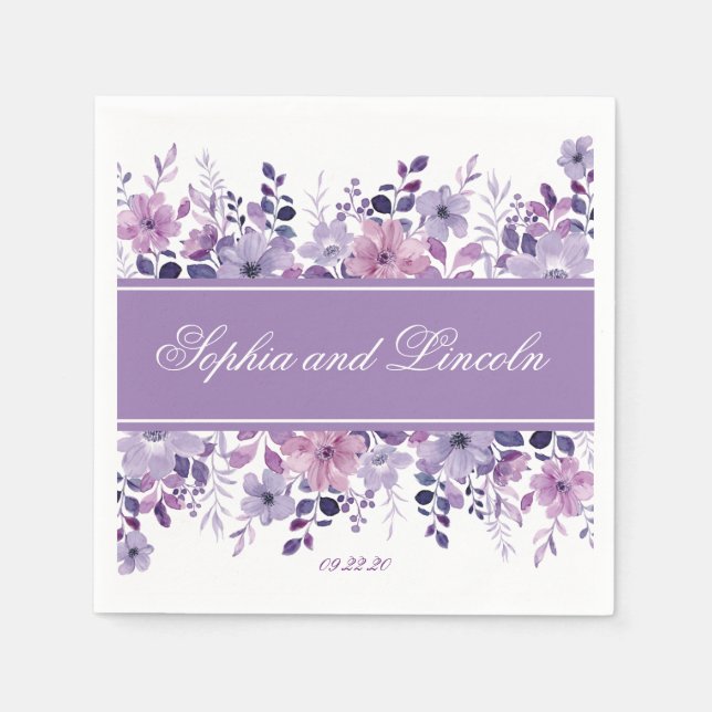 Perfekte Lila Hochzeitsflora Serviette (Vorderseite)