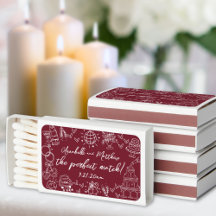 Perfekte Match Hand Drawn Burgundy Wedding Matches