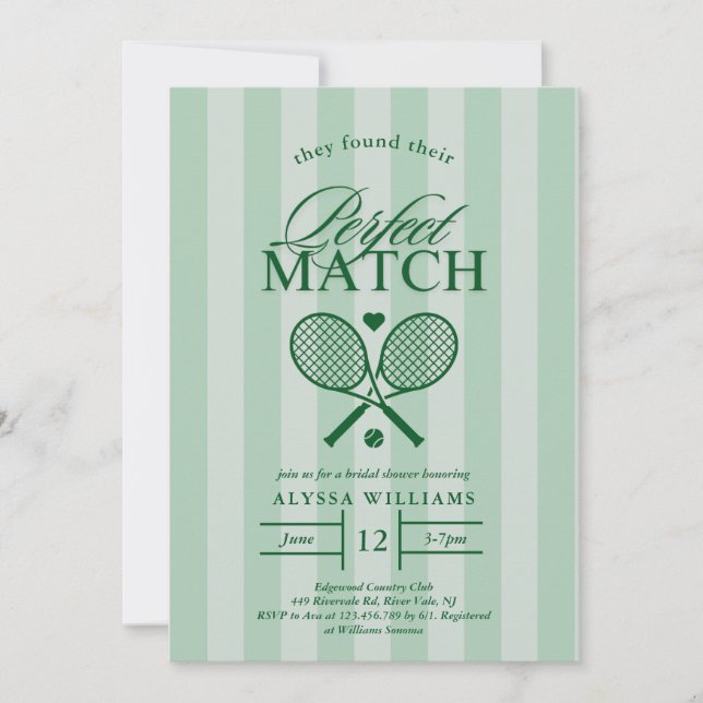 Perfekte Match Tennis Bridal Dusche Einladung (Vorderseite)