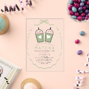 Perfekte Matcha Kawaii Rahmen Hochzeitsdusche Acryleinladungen