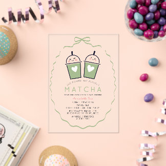 Perfekte Matcha Kawaii Rahmen Hochzeitsdusche Acryleinladungen
